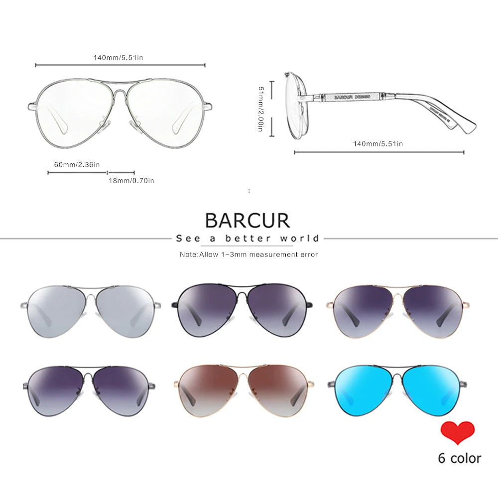 Lunettes de Soleil Titane Alliage Barcur - Polarisées Aviateur Homme/Femme