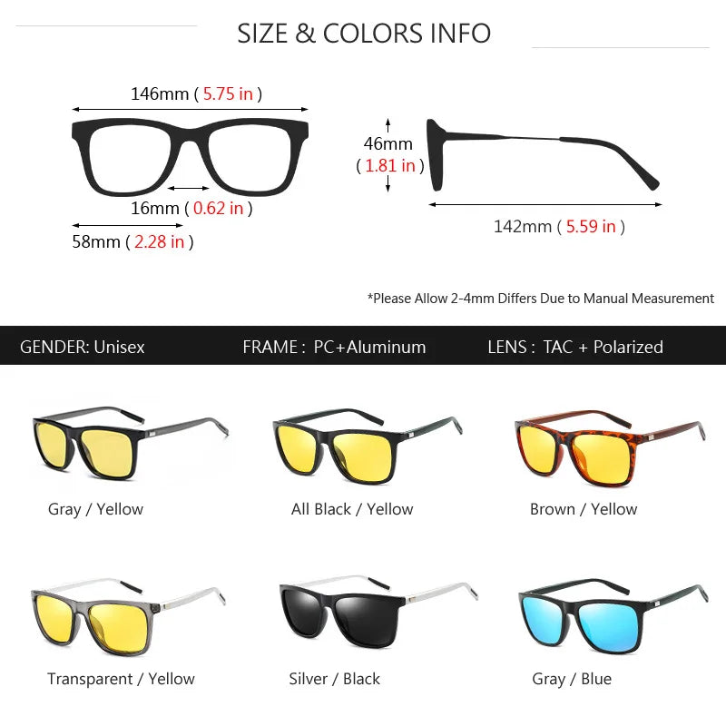 Lunettes Vision Nocturne HD Aowear - Jaune Homme Conduite de Nuit