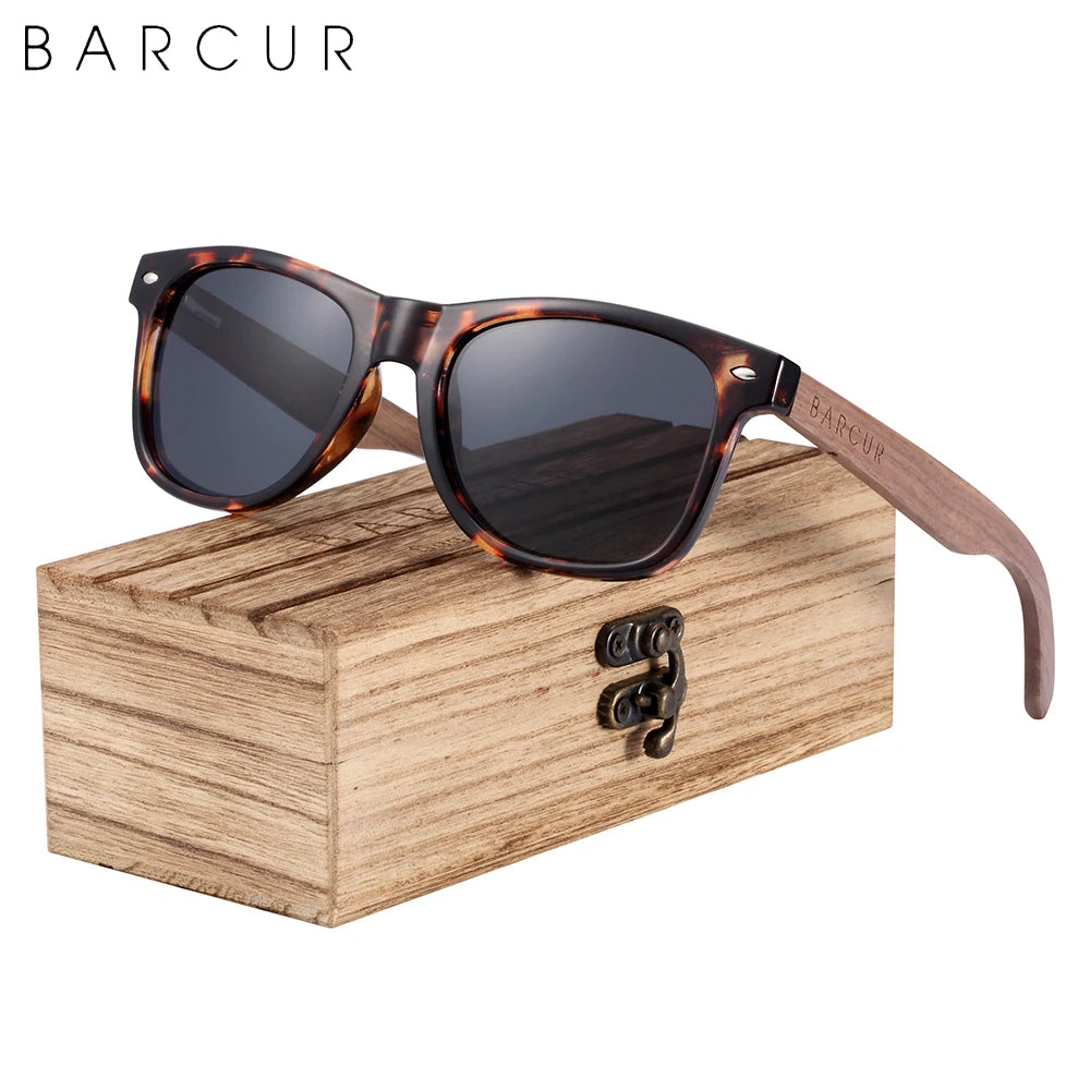 Lunettes de Soleil Bois Noyer Barcur - Polarisées Homme UV400