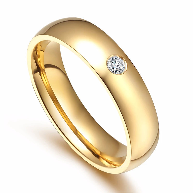 Alliance Acier Inoxydable Dorée Homme/Femme - Bague de Mariage Simple