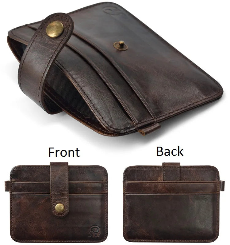 Portefeuille Homme Cuir Véritable Fin et Slim - Petit Format Portable