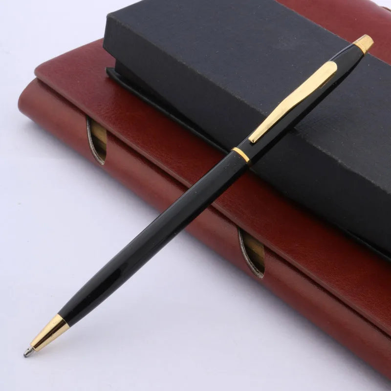Stylo Bille Métal Luxe Motif Vague Twist - Encre Noire, Idéal Bureau/Cadeau