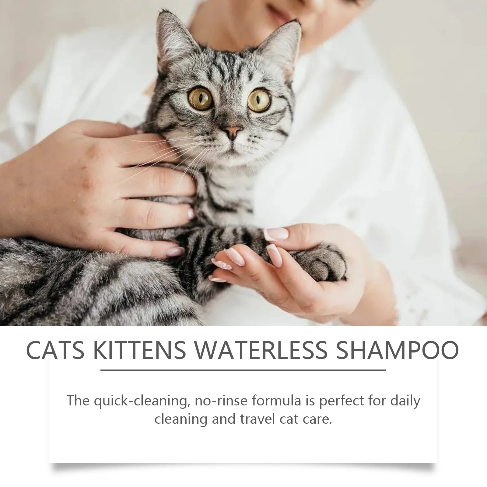 Shampoing Sec en Mousse pour Chiens et Chats – 60ml, Nettoyage sans Rinçage