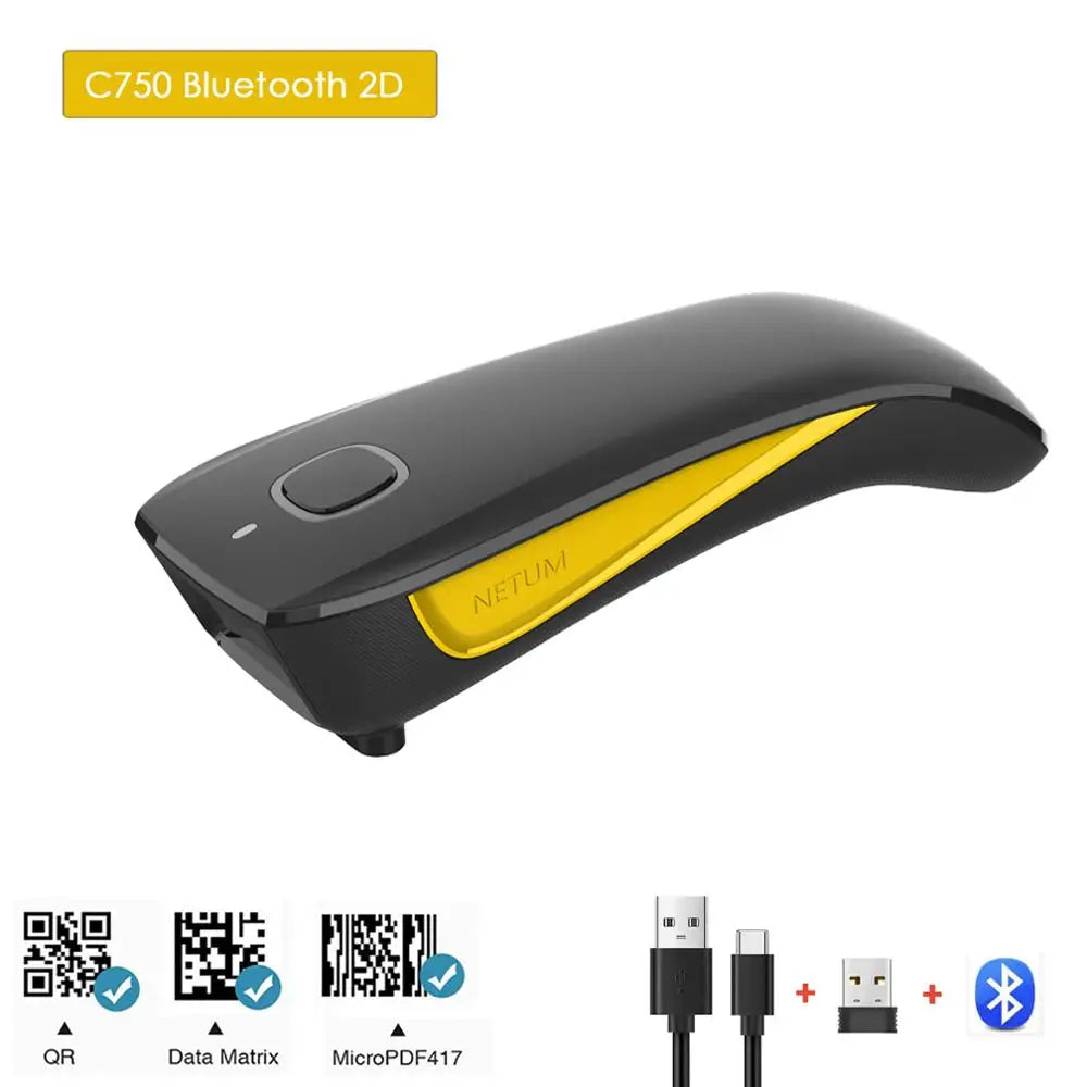 Scanner Code-Barres Bluetooth 2D QR NETUM C750 et Laser 1D C830