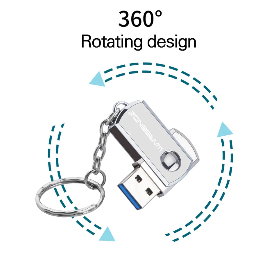 Clé USB 3.0 Métal Rotation 16 à 256 Go avec Porte-clés