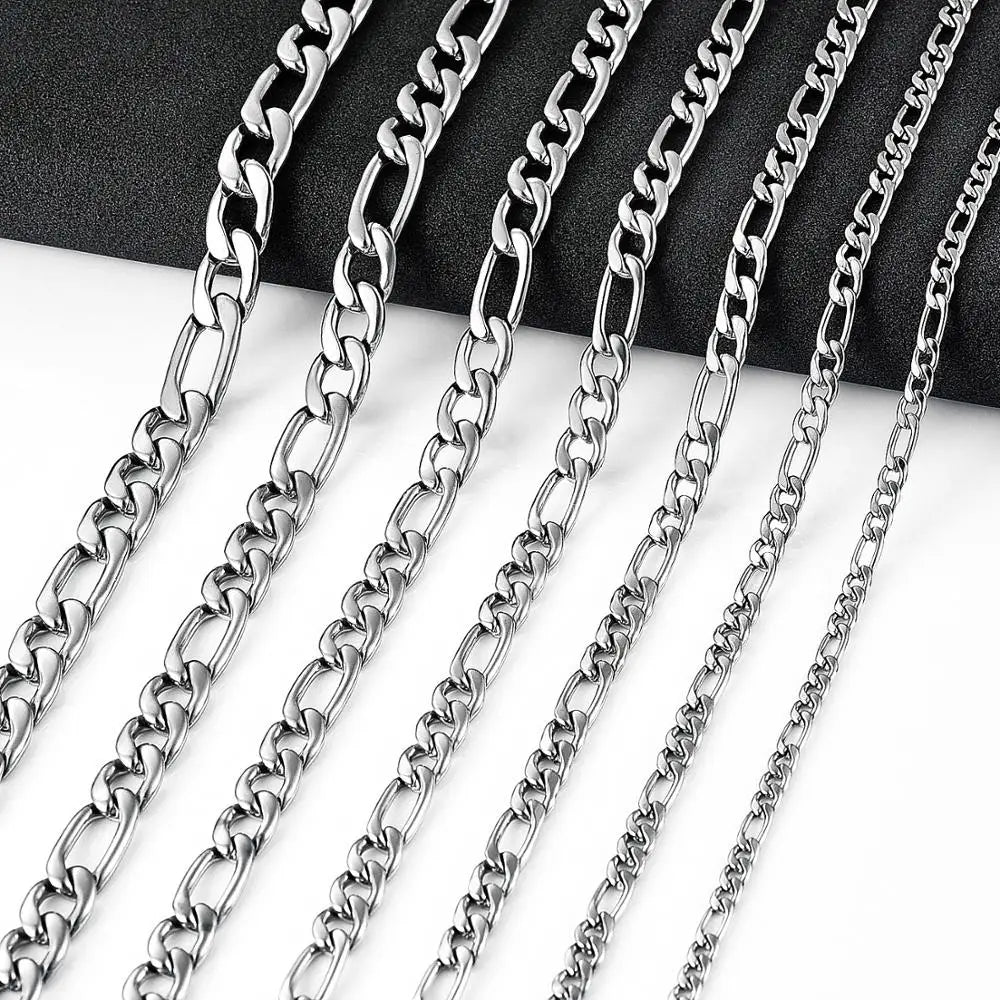 Collier Chaîne Figaro Acier Inoxydable 3-11.5 mm - Homme/Femme Style Punk