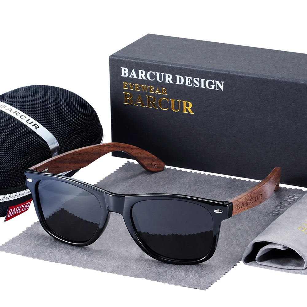 Lunettes de Soleil Bois Noyer Barcur - Polarisées Homme UV400