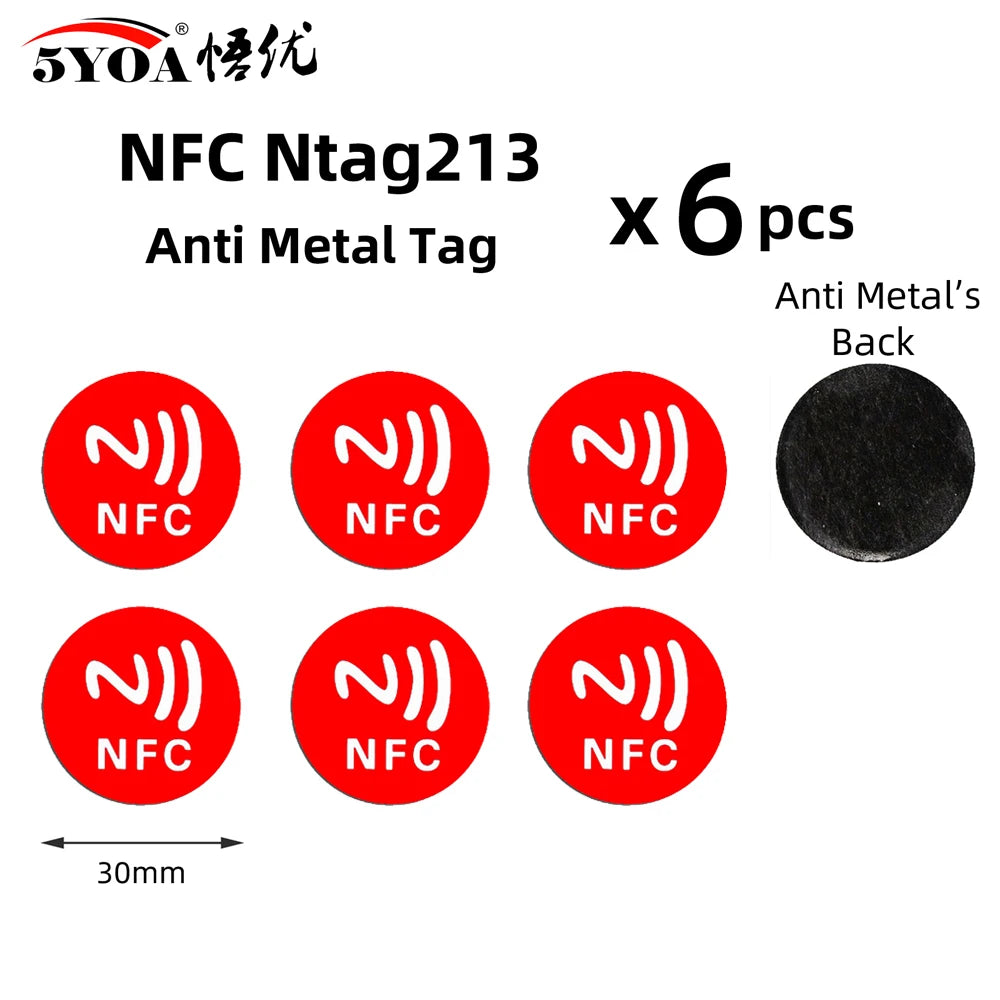 Étiquettes NFC NTAG213 - Lot de 6 Stickers 13.56 MHz pour Automatisation
