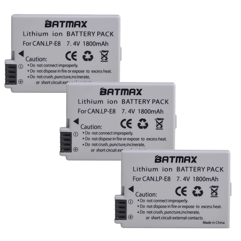 Batterie LP-E8 1800mAh + Chargeur Double USB pour Canon EOS 550D/600D/650D