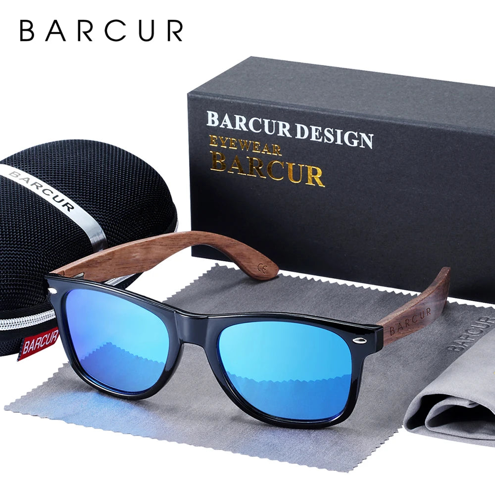 Lunettes de Soleil Bois Noyer Barcur - Polarisées Homme UV400