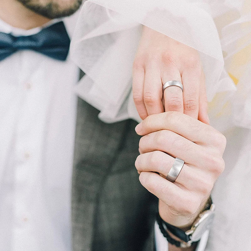 Bague Titane Brossée 4-8 mm - Minimaliste Homme/Femme