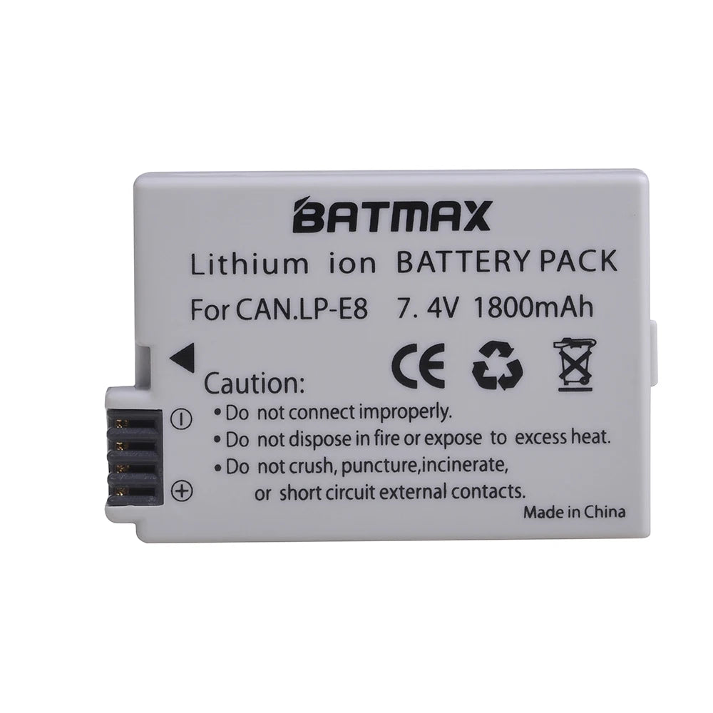 Batterie LP-E8 1800mAh + Chargeur Double USB pour Canon EOS 550D/600D/650D
