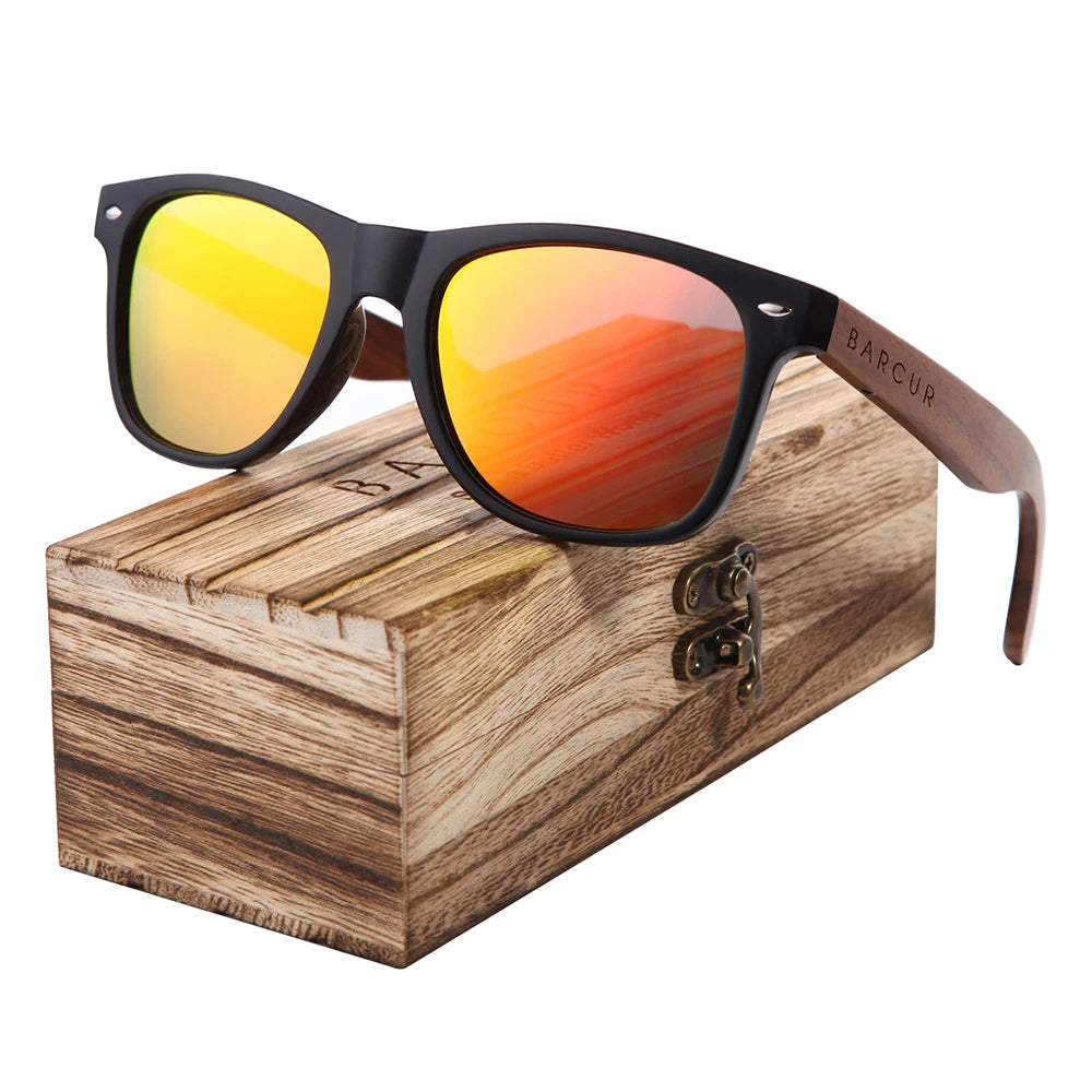 Lunettes de Soleil Bois Noyer Barcur - Polarisées Homme UV400