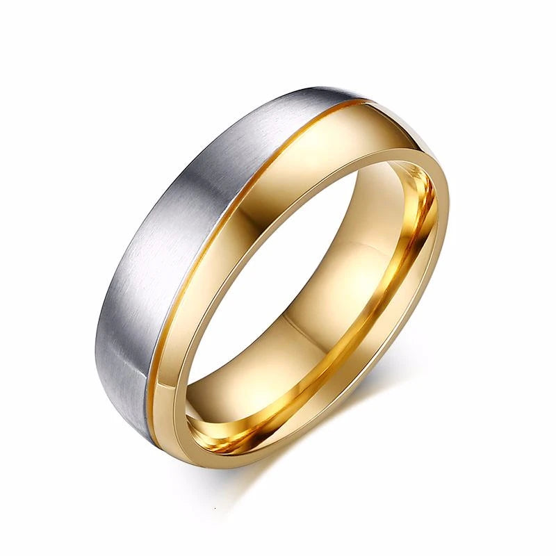 Alliance Acier Inoxydable Dorée Homme/Femme - Bague de Mariage Simple