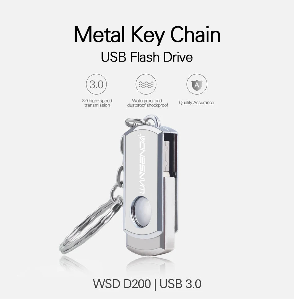 Clé USB 3.0 Métal Rotation 16 à 256 Go avec Porte-clés