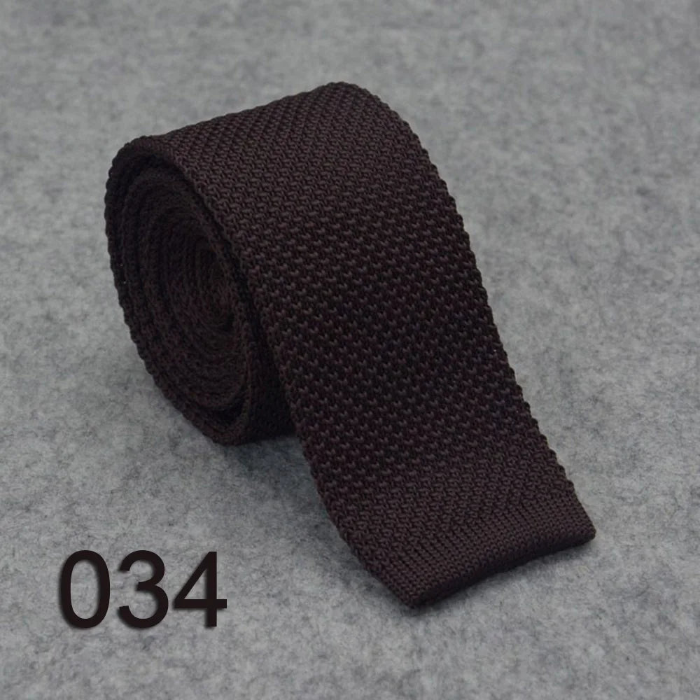 Cravate Tricotée Homme Noire Uni - Soie/Polyester 145 cm