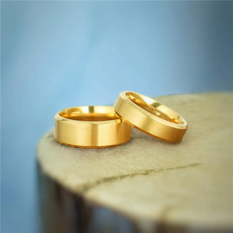 Bague Titane Pur Dorée 6 mm ou 8 mm - Alliance Mariage Brossée Luxe