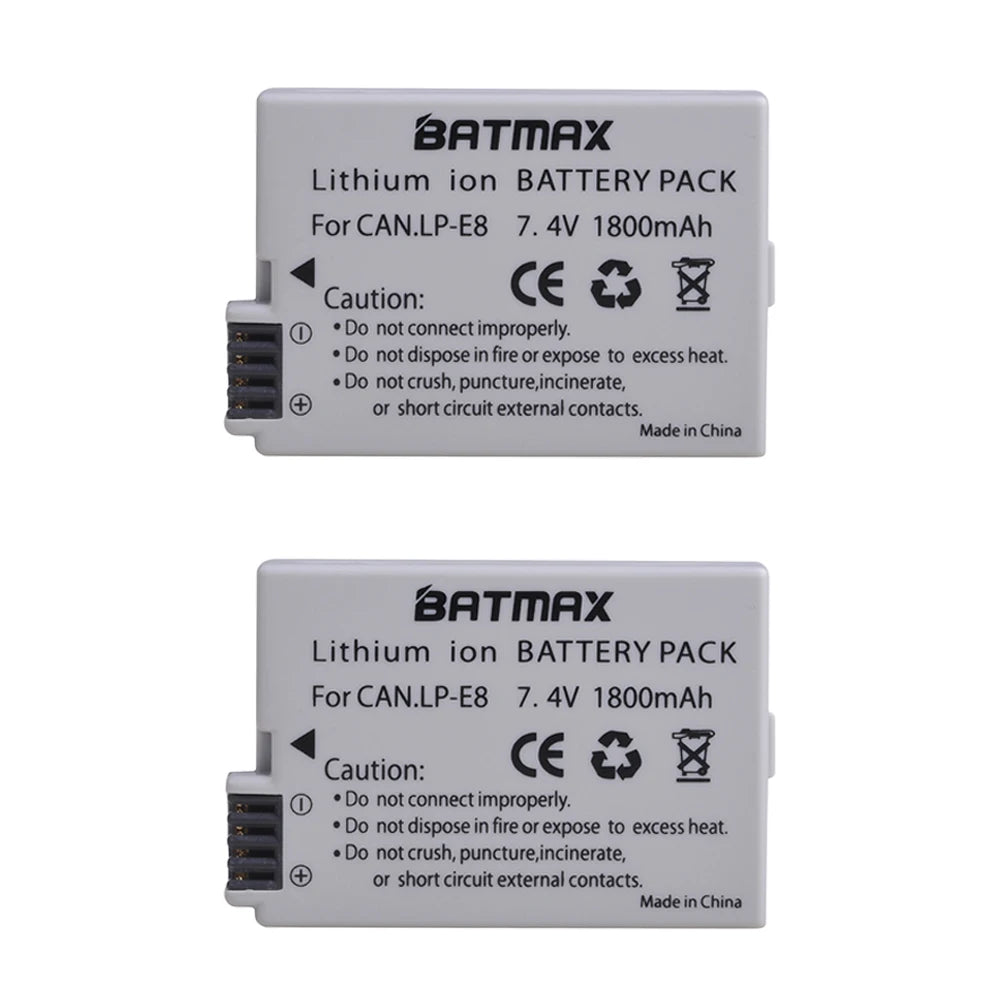 Batterie LP-E8 1800mAh + Chargeur Double USB pour Canon EOS 550D/600D/650D