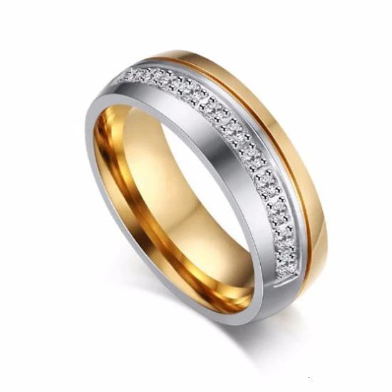 Alliance Acier Inoxydable Dorée Homme/Femme - Bague de Mariage Simple