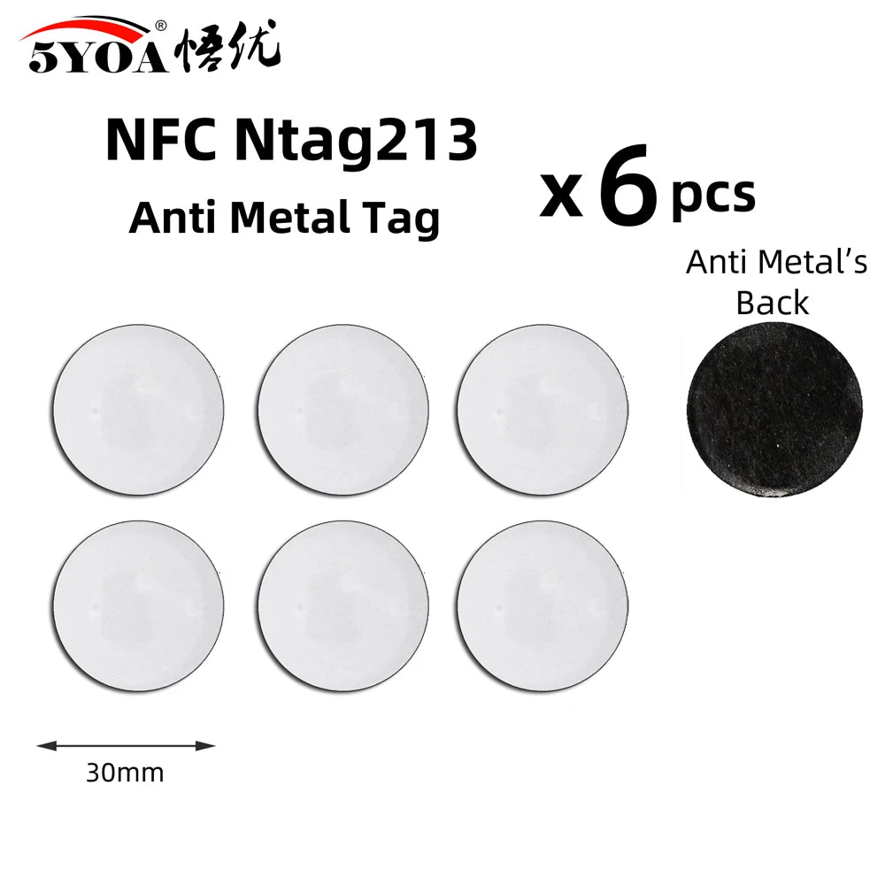 Étiquettes NFC NTAG213 - Lot de 6 Stickers 13.56 MHz pour Automatisation