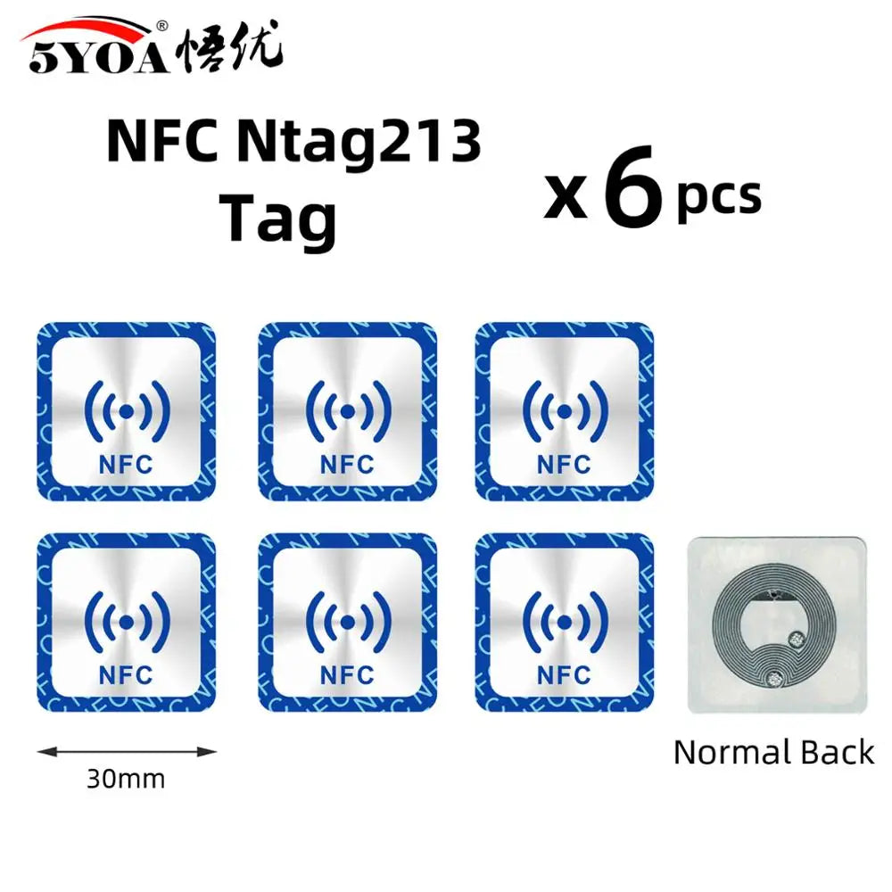 Étiquettes NFC NTAG213 - Lot de 6 Stickers 13.56 MHz pour Automatisation