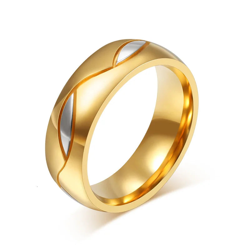 Alliance Acier Inoxydable Dorée Homme/Femme - Bague de Mariage Simple