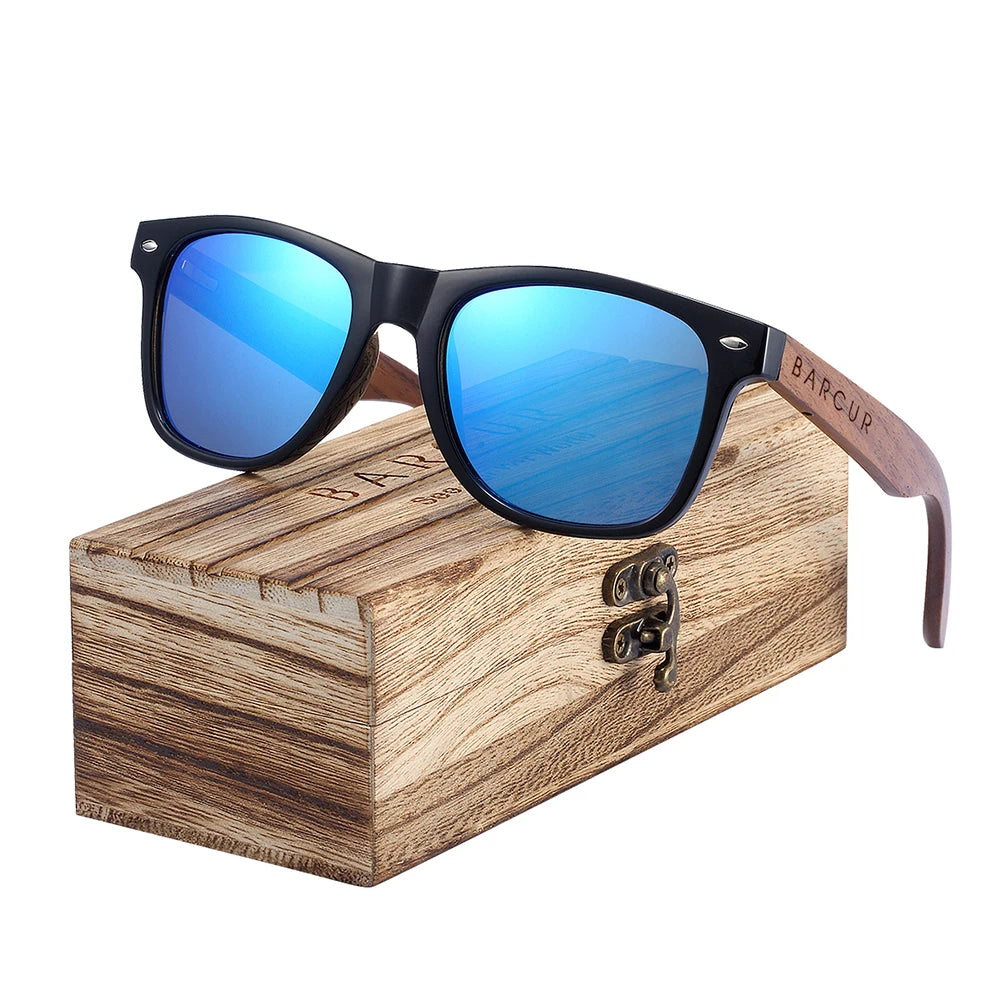Lunettes de Soleil Bois Noyer Barcur - Polarisées Homme UV400