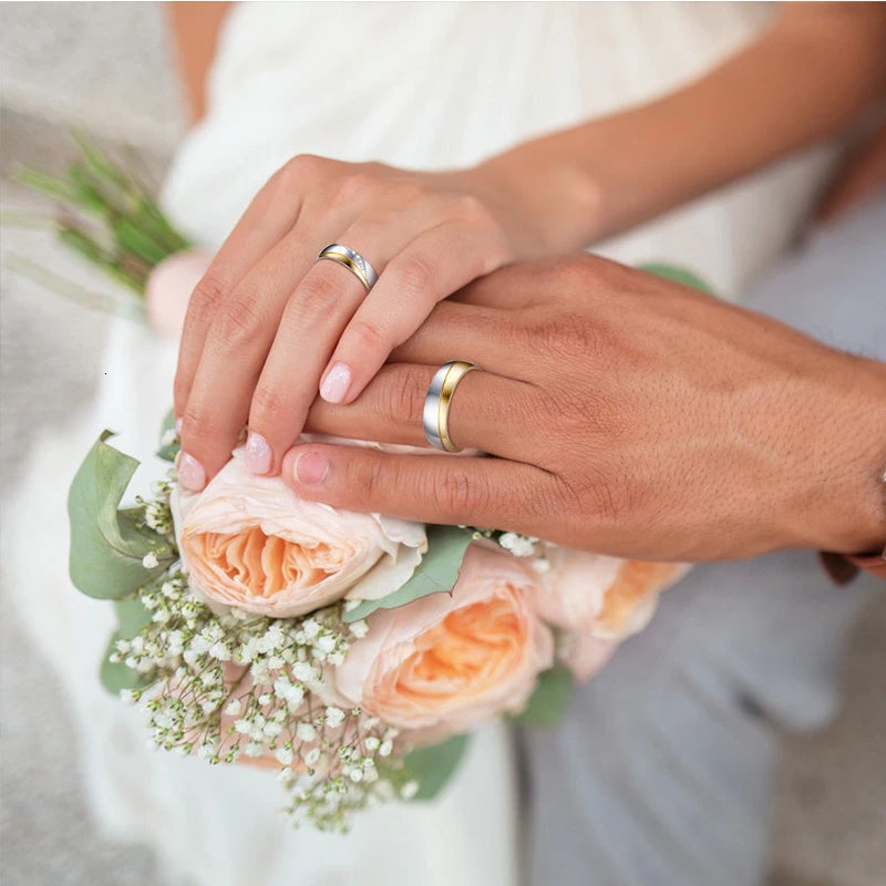 Alliance Acier Inoxydable Dorée Homme/Femme - Bague de Mariage Simple