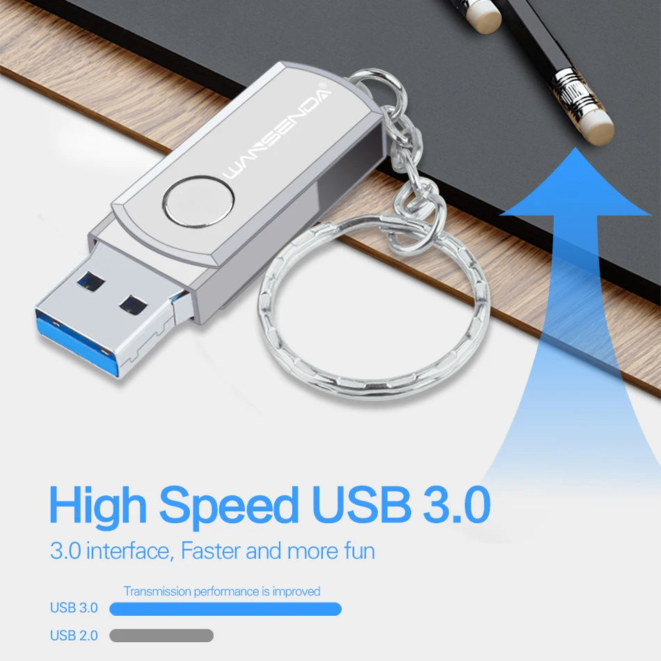 Clé USB 3.0 Métal Rotation 16 à 256 Go avec Porte-clés