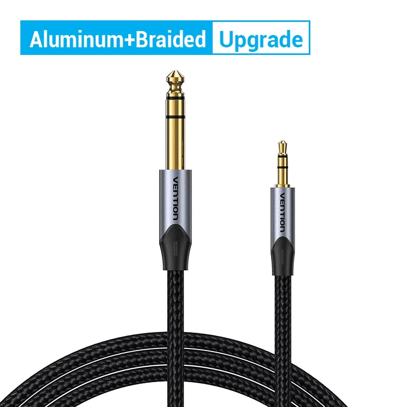 Adaptateur Jack 3.5 mm vers 6.35 mm Vention - Plaqué Or pour Mixeur/Ampli