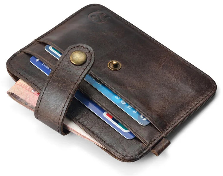 Portefeuille Homme Cuir Véritable Fin et Slim - Petit Format Portable