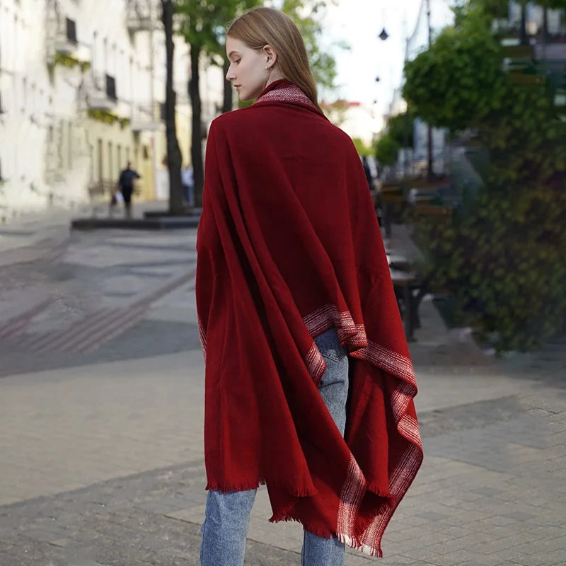 Écharpe Laine Mérinos Oversize Herringbone 90x220 cm 360g