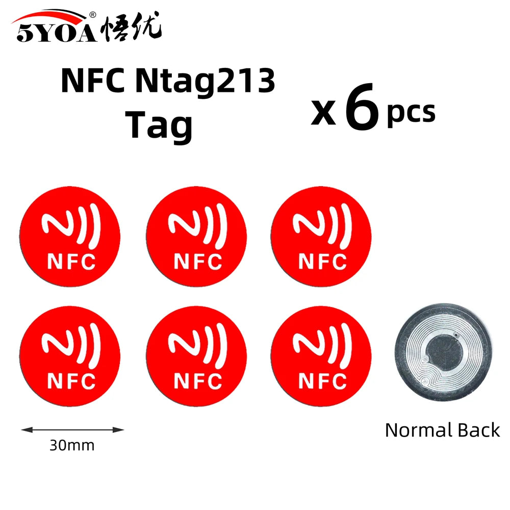 Étiquettes NFC NTAG213 - Lot de 6 Stickers 13.56 MHz pour Automatisation