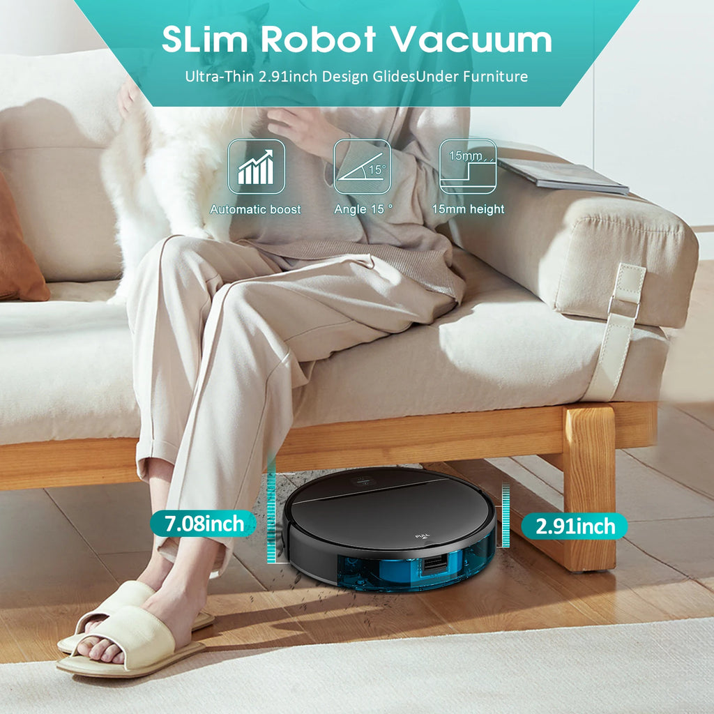 Aspirateur Robot avec Fonction Lavage – 3000Pa, Navigation Gyroscope, Contrôle par Application