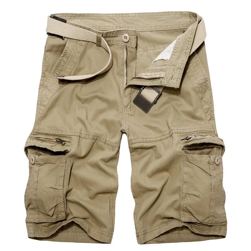 Short Cargo Militaire Homme Vert Armée - Lâche Multi-Poches Été
