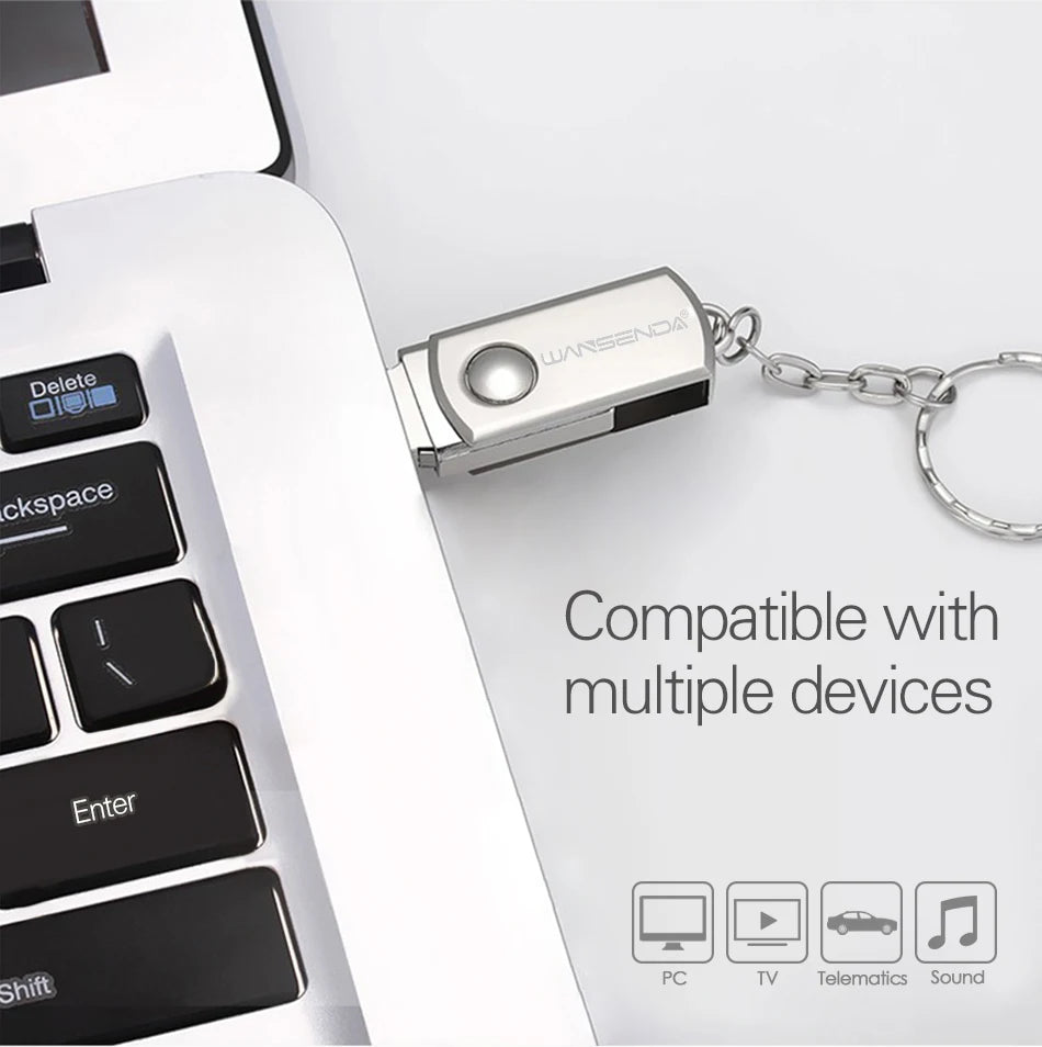Clé USB 3.0 Métal Rotation 16 à 256 Go avec Porte-clés