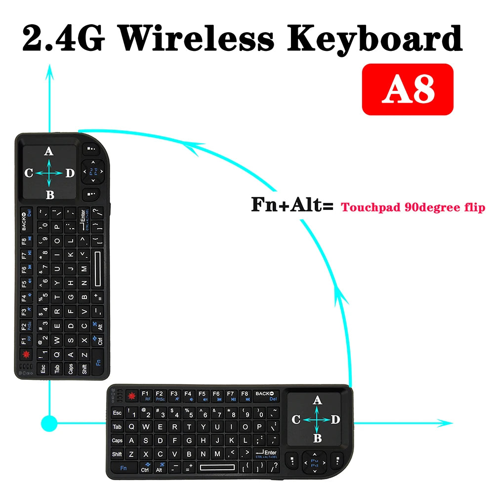 Clavier sans Fil 2.4G 3-en-1 avec Touchpad pour PC TV Android