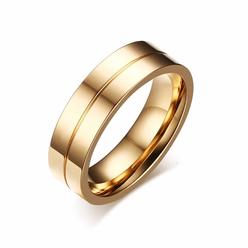 Alliance Acier Inoxydable Dorée Homme/Femme - Bague de Mariage Simple