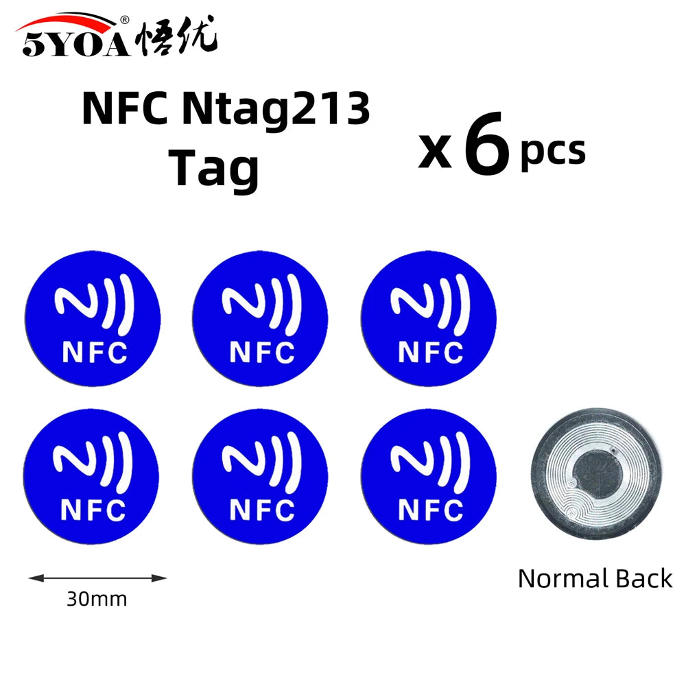 Étiquettes NFC NTAG213 - Lot de 6 Stickers 13.56 MHz pour Automatisation