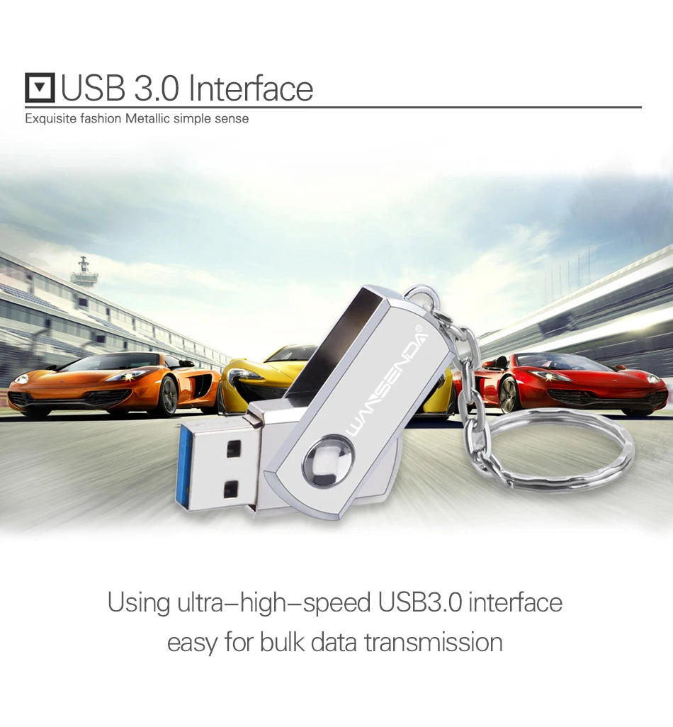 Clé USB 3.0 Métal Rotation 16 à 256 Go avec Porte-clés