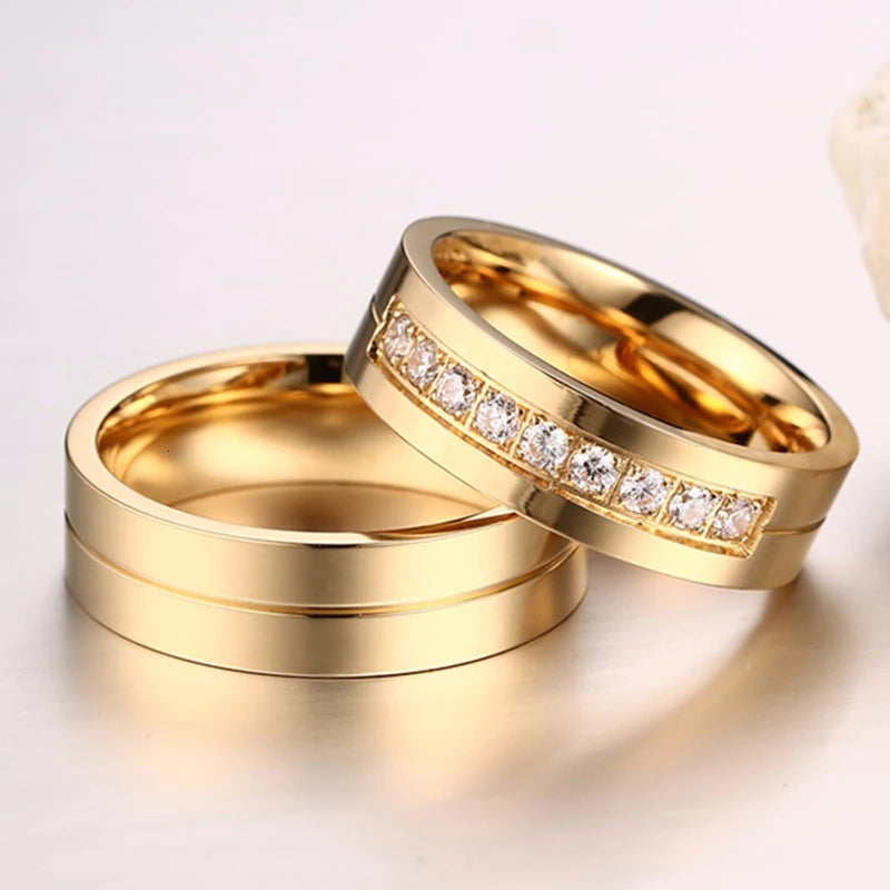 Alliance Acier Inoxydable Dorée Homme/Femme - Bague de Mariage Simple
