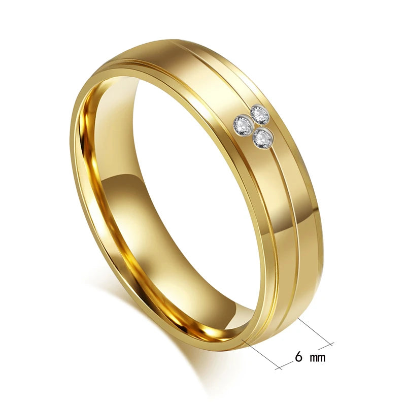 Alliance Acier Inoxydable Dorée Homme/Femme - Bague de Mariage Simple