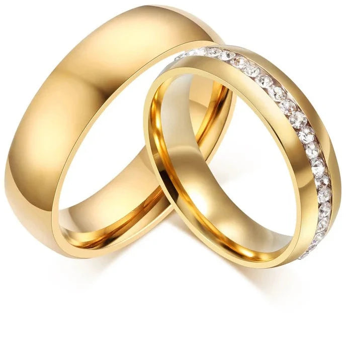 Alliance Acier Inoxydable Dorée Homme/Femme - Bague de Mariage Simple