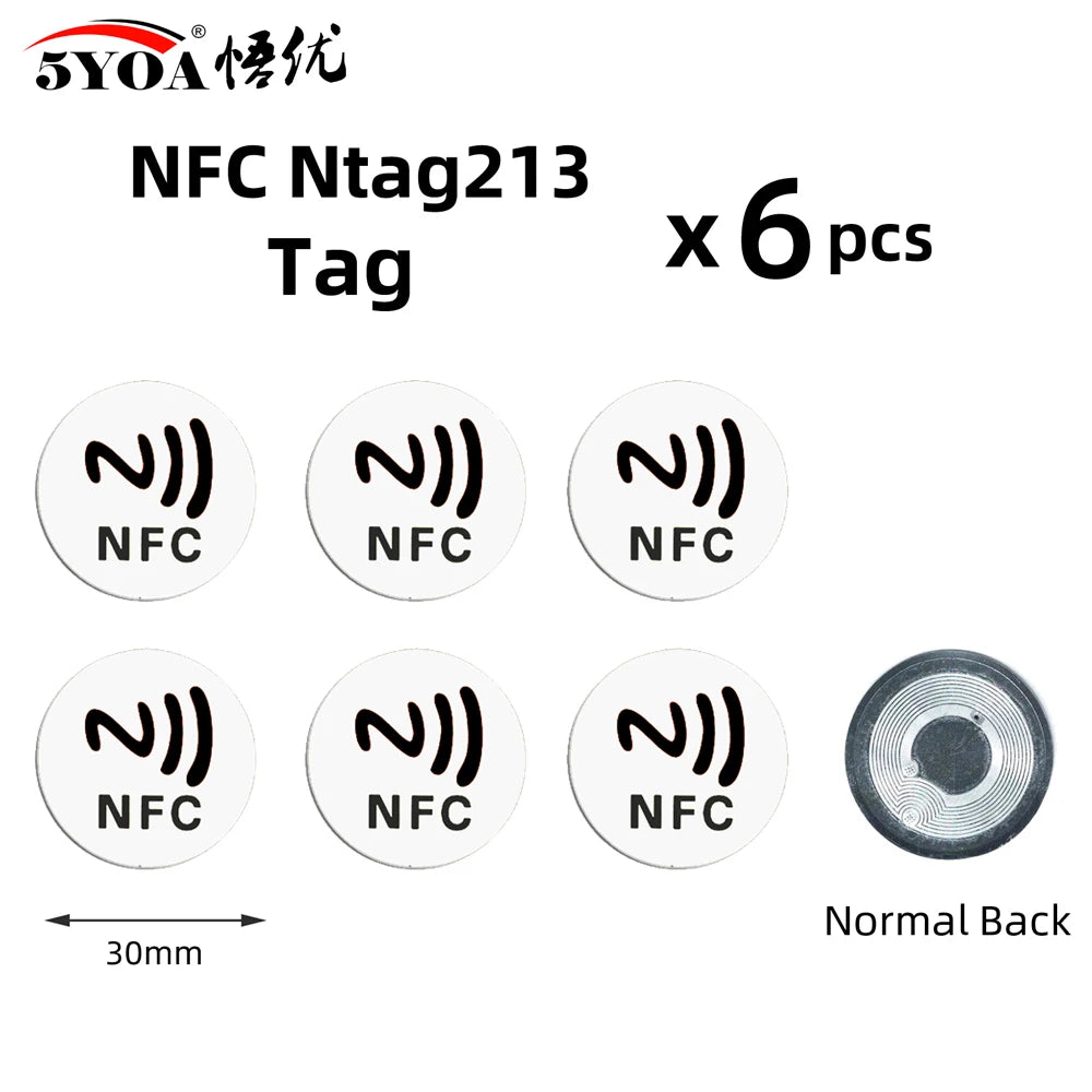 Étiquettes NFC NTAG213 - Lot de 6 Stickers 13.56 MHz pour Automatisation