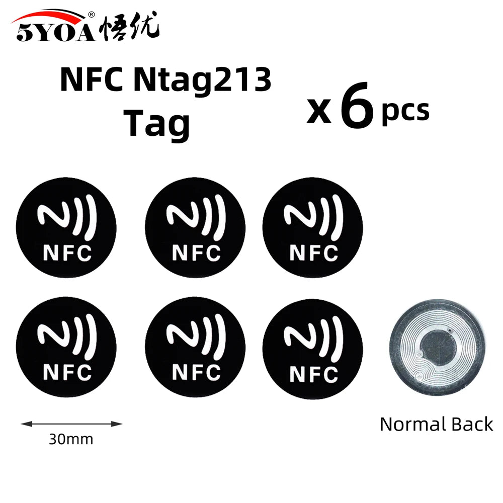 Étiquettes NFC NTAG213 - Lot de 6 Stickers 13.56 MHz pour Automatisation