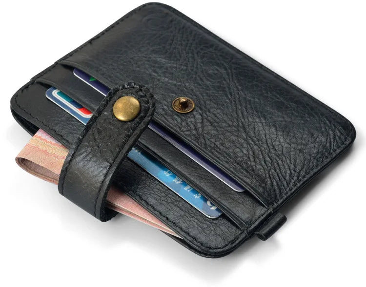 Portefeuille Homme Cuir Véritable Fin et Slim - Petit Format Portable
