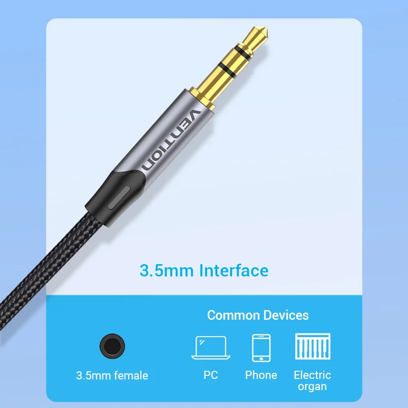 Câble Audio 3.5 mm vers Double 6.5 mm TRS Vention - Pour Mixeur/Ampli