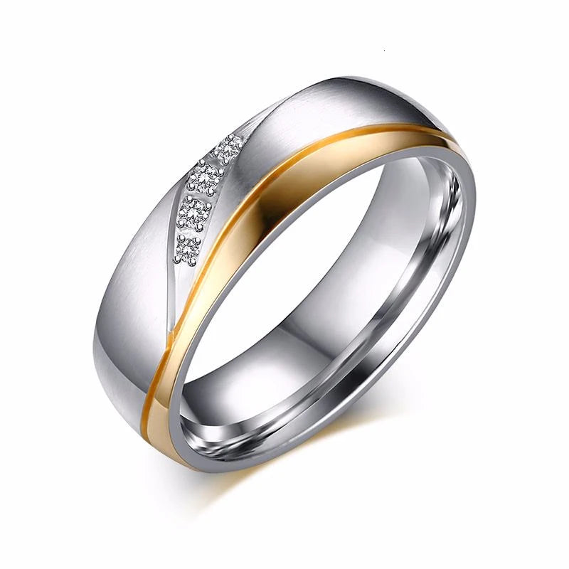Alliance Acier Inoxydable Dorée Homme/Femme - Bague de Mariage Simple
