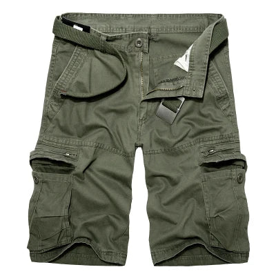 Short Cargo Militaire Homme Vert Armée - Lâche Multi-Poches Été