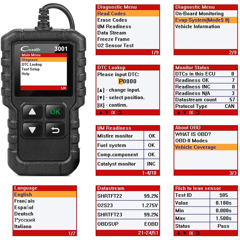 Valise Diagnostic OBD2 Launch X431 CR3001 - Outil Pro pour Mécaniciens